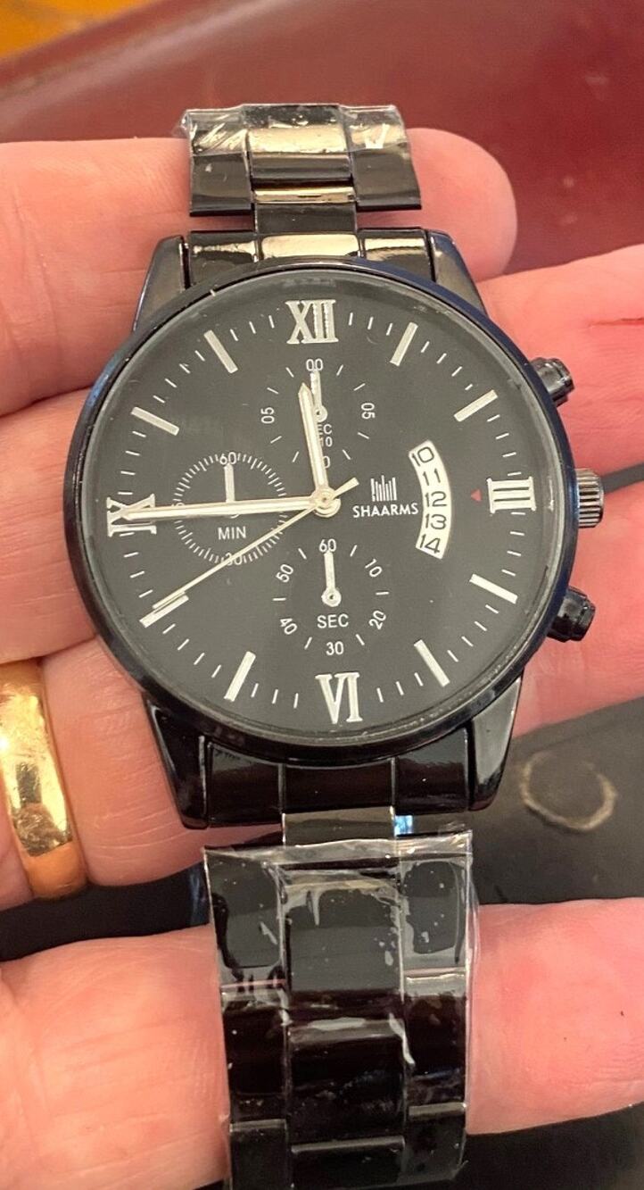 Men's 40mm Shaarms Watch, New, All Black, Metal Band